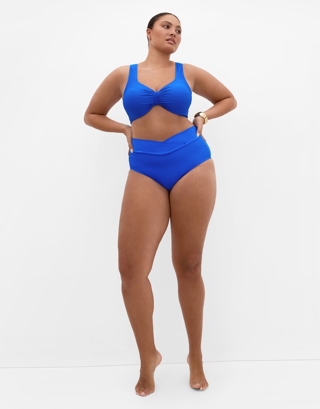 City Chic - Positano Hi Waist Bikini Brief - Cobalt Blue