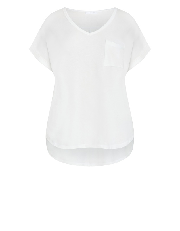 City Chic - Plus size Kiran Hi-Lo Tee - ivory
