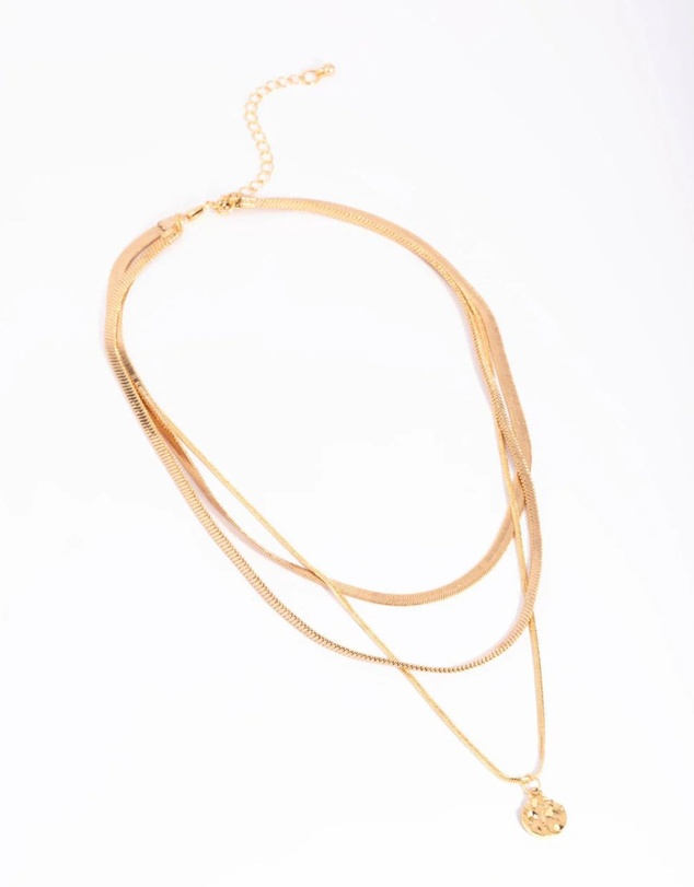 Lovisa - Gold Plated Snake Chain & Disc Necklace Pack