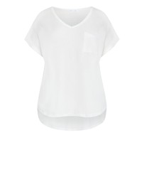 City Chic - Plus size Kiran Hi-Lo Tee - ivory