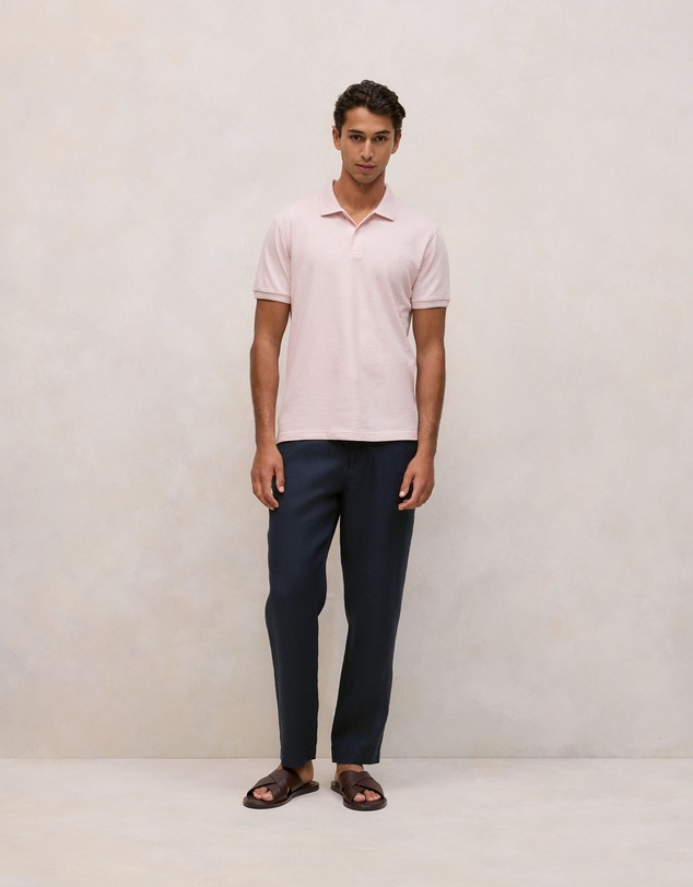Trenery - Pique Marle Monogram Polo in Soft Lilac
