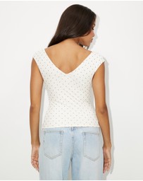 Dazie - Into You Polka Dot Off Shoulder Top