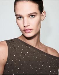 M.N.G - Asymmetrical Top With Rhinestones