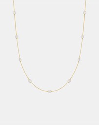 Ania Haie - Ania Haie Gold Shell Pearl Station Chain Necklace