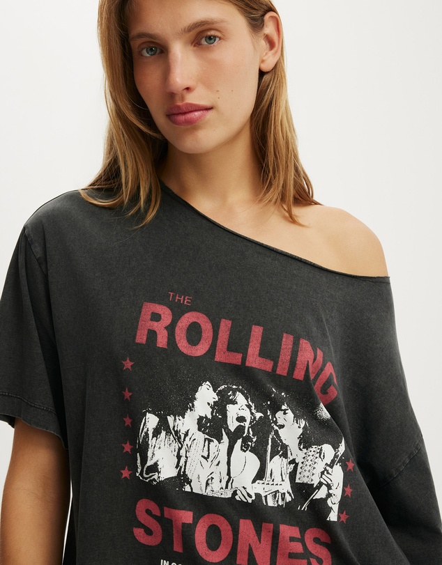 Cotton On - Lcn Music Off Shoulder Boxy Graphic Tee