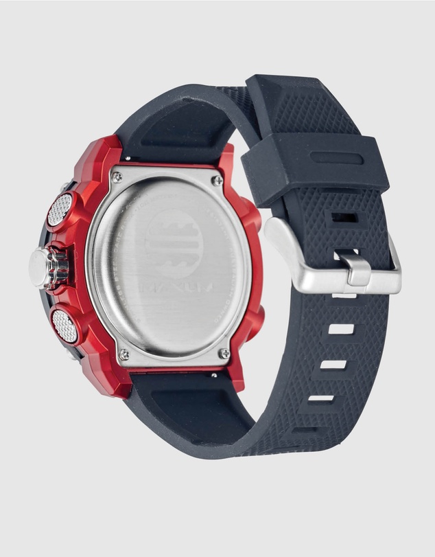Maxum - CONQUEST Black and Red Analogue and Digital Watch