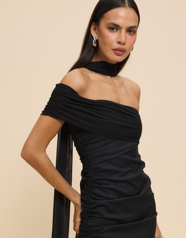 CHANCERY - Bree One Shoulder Self Scarf Maxi Dress