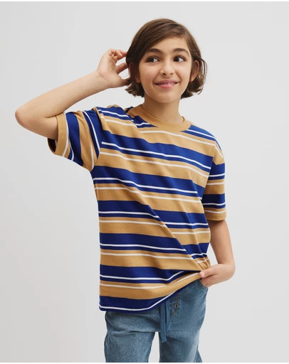 Country Road - Teen Australian Cotton Relaxed Stripe Short Sleeve T-shirt