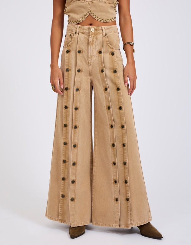 ONE TEASPOON - Hollywoods High Waist Wide Leg Denim Jeans - Warm Tan