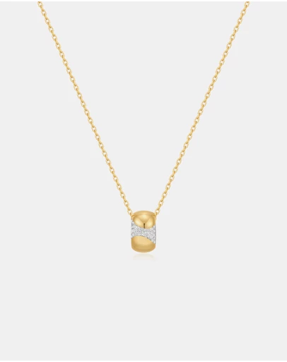 Ania Haie - Ania Haie Gold Puffed Rivulet Pave Necklace