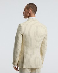 Calibre - Striped Double-Breasted Suit Jacket Bone