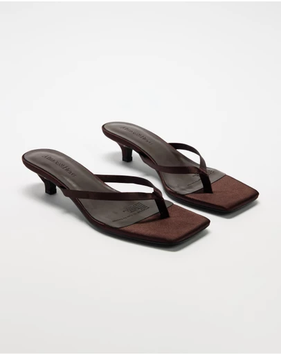 Atmos&Here - Oceane Satin Kitten Heel Sandals
