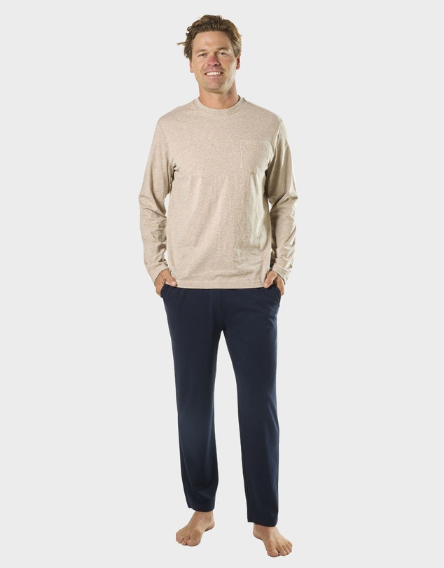 Mitch Dowd - Mens Relaxed Long Sleeve Crew Tee - Oatmeal