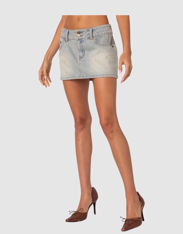 EDIKTED - Rumble Washed Denim Mini Skirt
