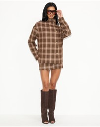 Dazie - Unspoken Funnel Neck Check Jacket