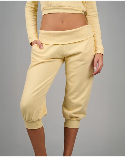 Love and Nostalgia - ‘Weekender’ Capri Track Pant - Lemon Yellow