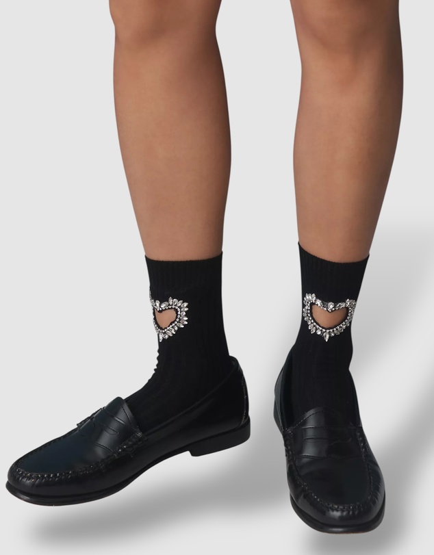 High Heel Jungle - Gem Crystal Heart Sock