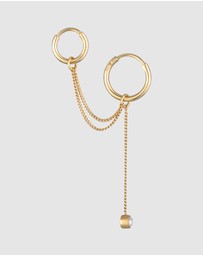 Elli Jewelry - Earrings Creoles Ear Chain Modern with Crystals in 925 Sterling Silver