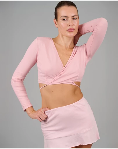 Love and Nostalgia -  Cross Your Heart Wrap Top - Blush Pink