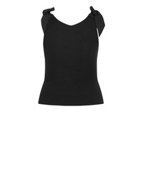 City Chic - Plus size Emma Bow Rib Tank - black