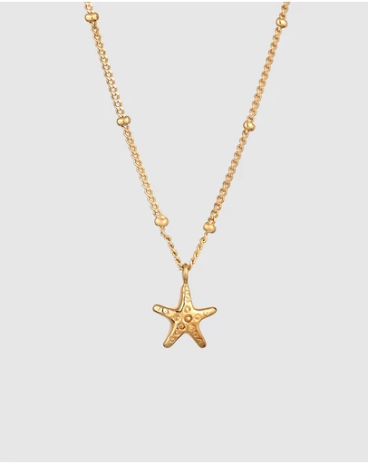 Elli Jewelry - Necklace Choker Starfish 925 Sterling Silver Gold-Plated