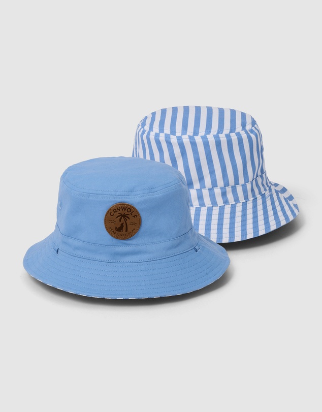 Crywolf - REVERSIBLE BUCKET HAT Sky Blue Stripe