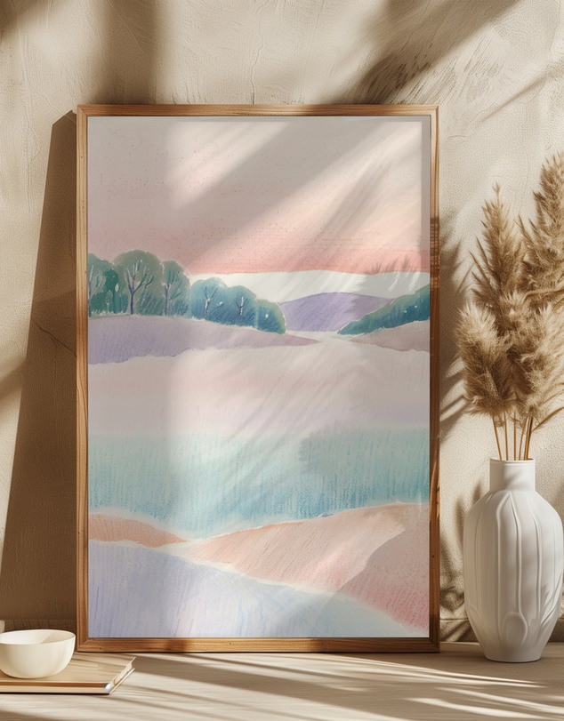 Olive et Oriel - Landscape In Pastel by Ohkimiko Art Print