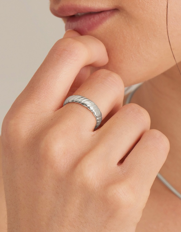 Ania Haie - Ania Haie Silver Smooth Twist Wide Band Ring