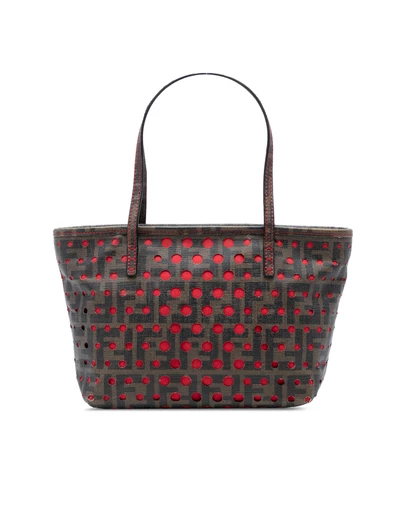 Fendi - Pre-Loved Small Perforated Zucca Spalmati Roll Tote