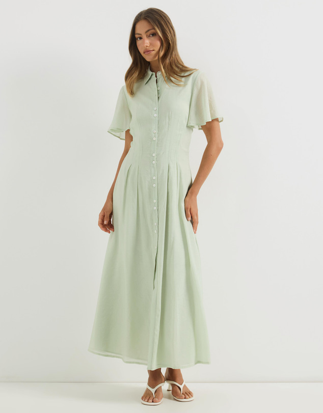 Atmos&Here - Kate Pin Tuck Detail Midi Shirt Dress
