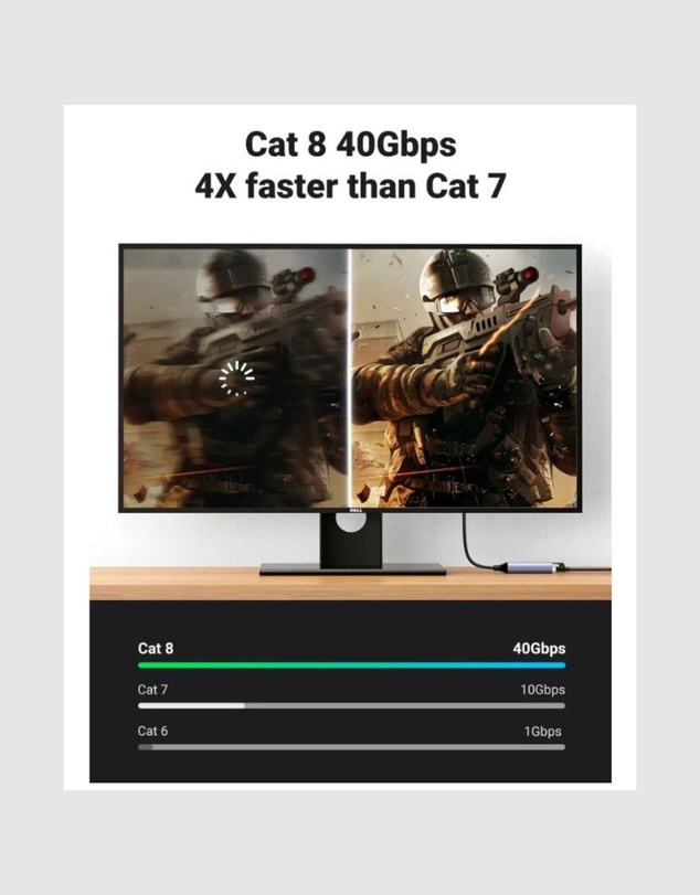 Ugreen - UGREEN 2m Cat8 LAN CableNetwork Cable Black
