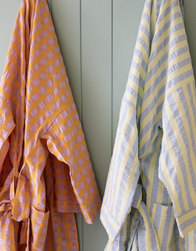 Mosey Me - Butter Blue Seersucker Short Robe