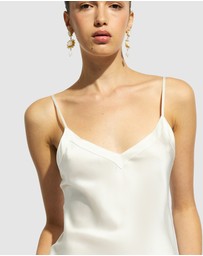 GINIA - Silk Long Nite V Neck