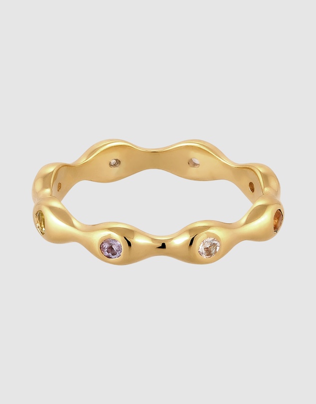 Elli Jewelry - Rainbow Eternity Band Ring in Vermeil 925 Silver