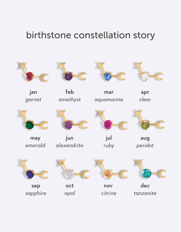 Wanderlust + Co - Birthstone Constellation Gold Flat Back Earring - Jun