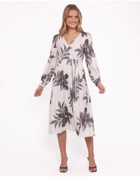 Petal & Pup - Grainne Long Sleeve Midi Dress - Black/White Floral
