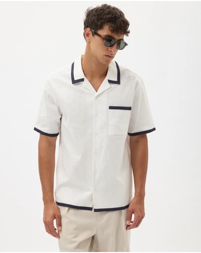 AERE - Linen Blend Contrast Shirt