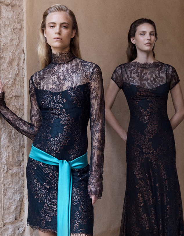 Carla Zampatti - Black Metallic Lace Long Sleeved Short Dress