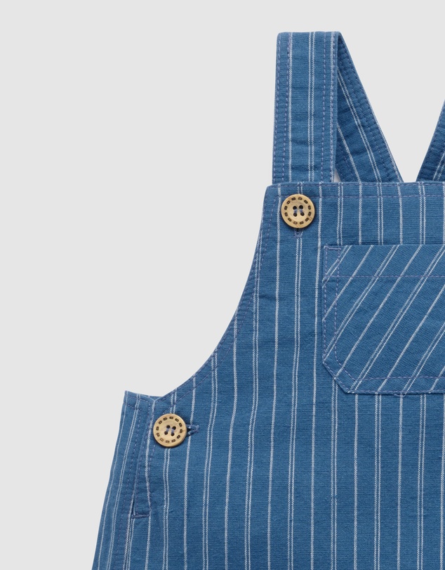 Purebaby - Linen Blend Striped Overall-Kids-Babies