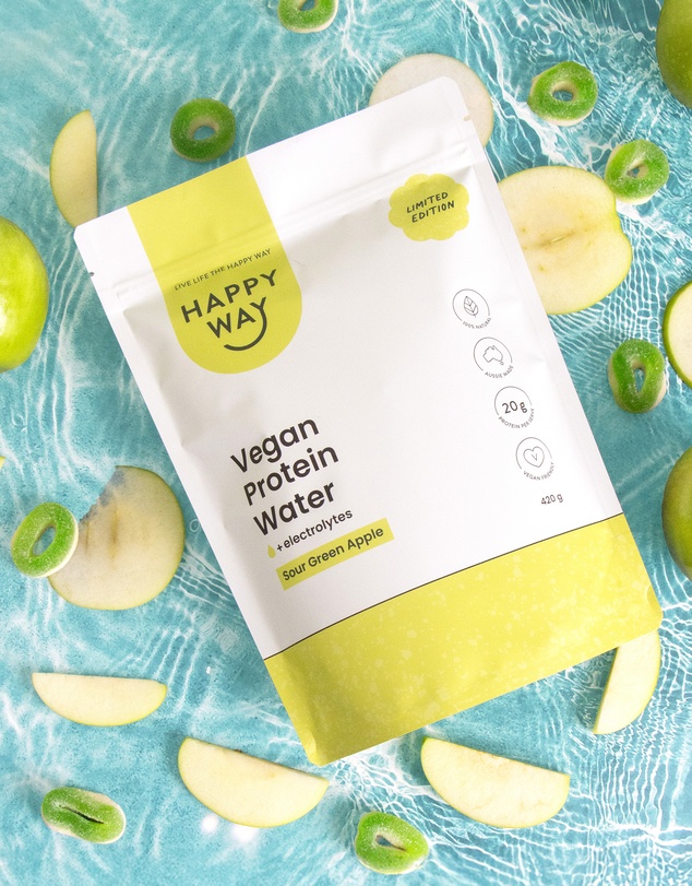 Happy Way - Sour Green Apple Vegan Protein Water Powder