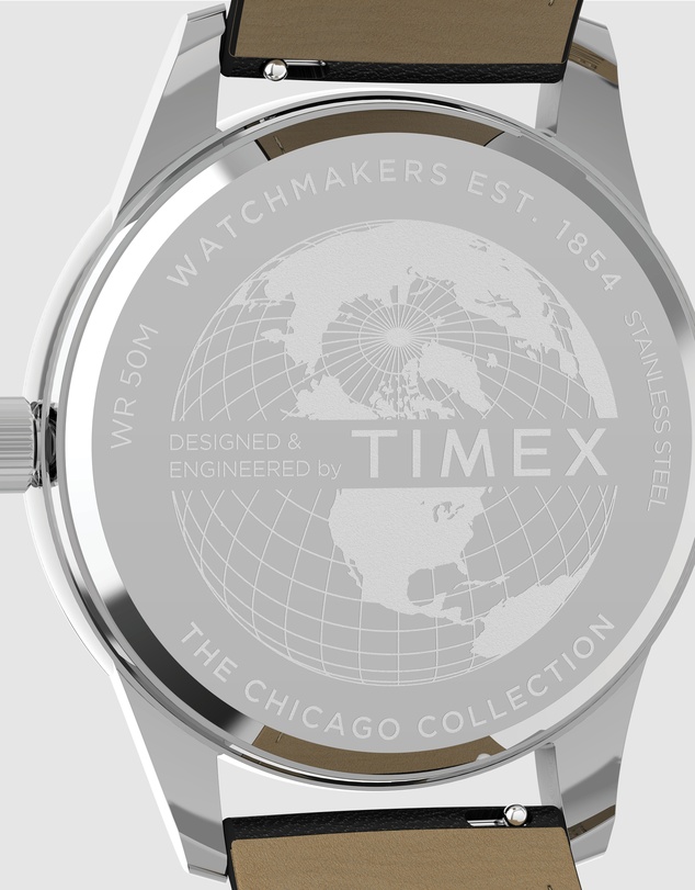 TIMEX - Chicago 45mm Leather Strap Watch