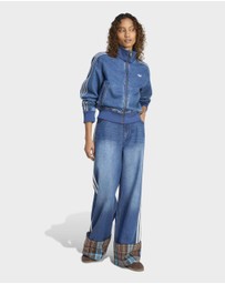 adidas Originals - VINTAGE WIDE LEG JEANS WITH CHECKED SEAM Womens