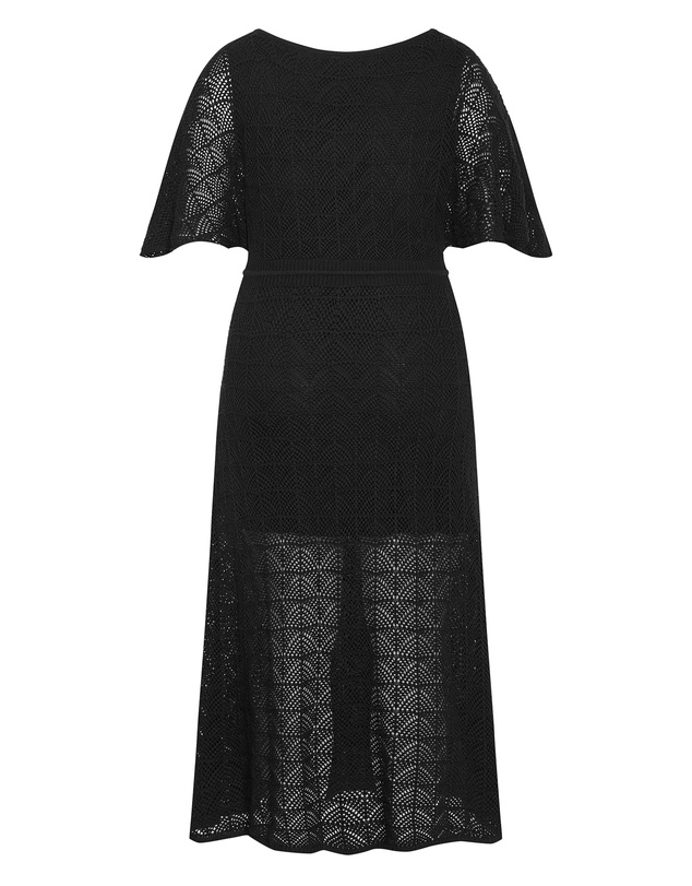 City Chic - Plus size Cassie Crochet Knit Dress - black