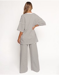 Petal & Pup - Wilda Knit Pant - White Black Stripe