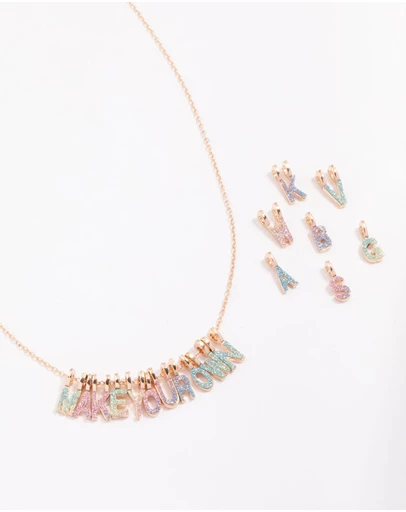 Lovisa - Kids Gold Make Your Own DIY Rainbow Glitter Charm Necklace Kit