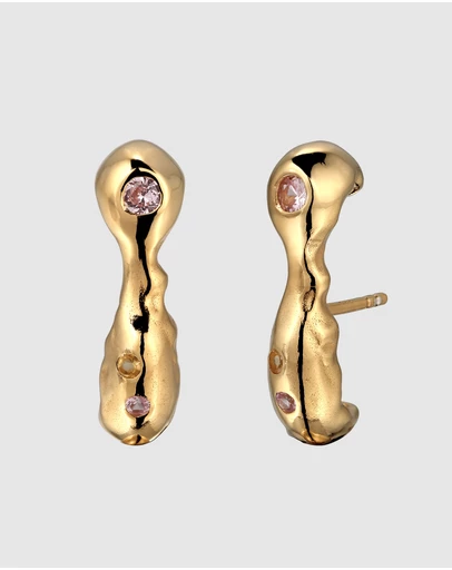 Haze & Glory - Warped Citrine Ear Studs - Gold