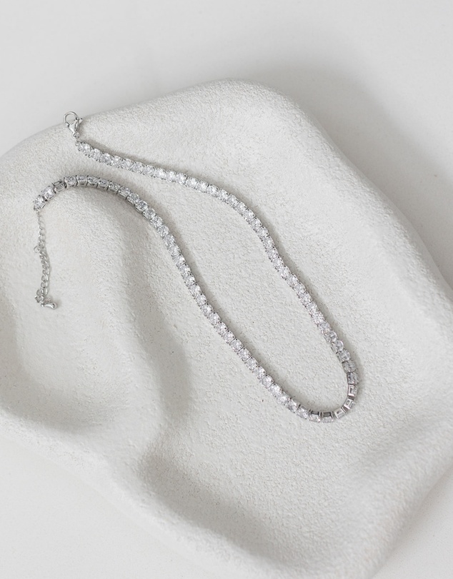 The White Collection - Tiffany - Modern Silver Bridal Necklace