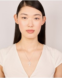 Lovisa - Waterproof Stainless Steel Cubic Zirconia Gothic Cross Fine Necklace