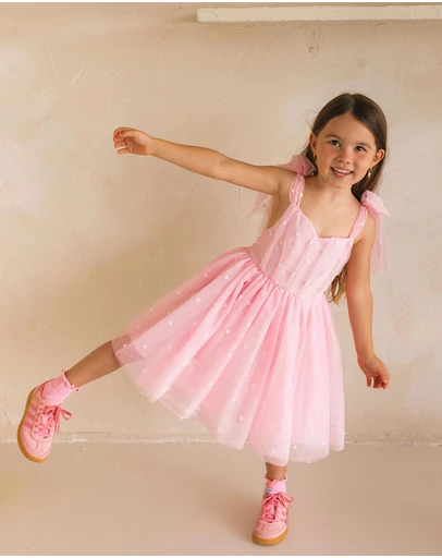 Huxbaby - Foil Polka Dot Sweetheart Tulle Dress - Babies-Teens
