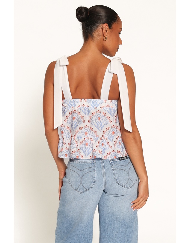 Petal & Pup - Aver Flounce Top - White Blue